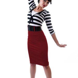 LG/XL NWT Rocksteady Pinup Retro Rockabilly Burgundy Pencil Skirt Modcloth